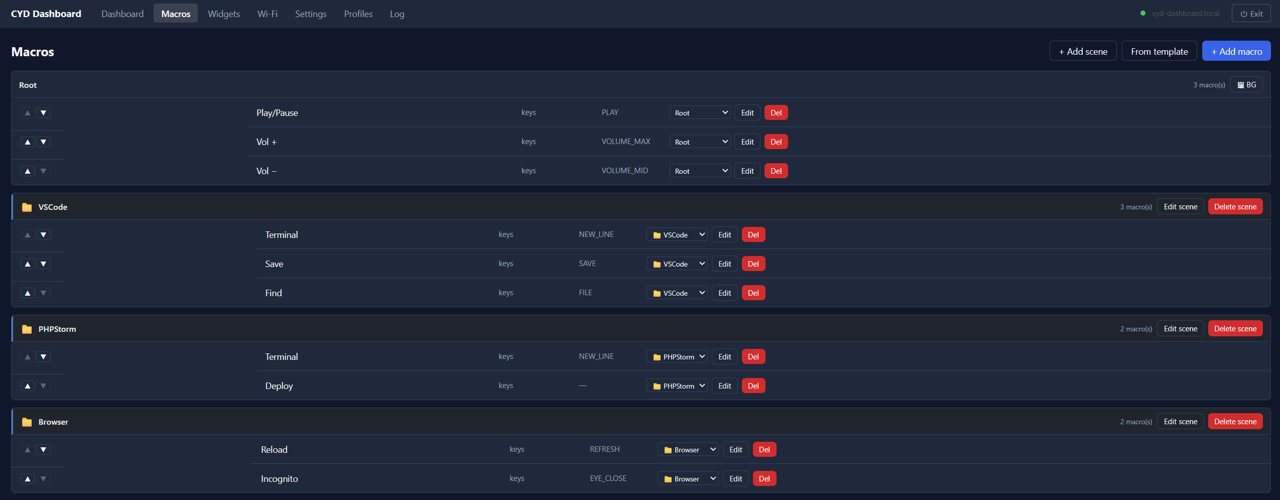 Web UI — Macros