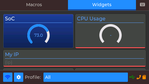 Widgets tab