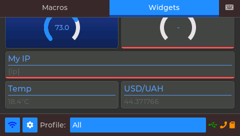 Widgets tab scrolled